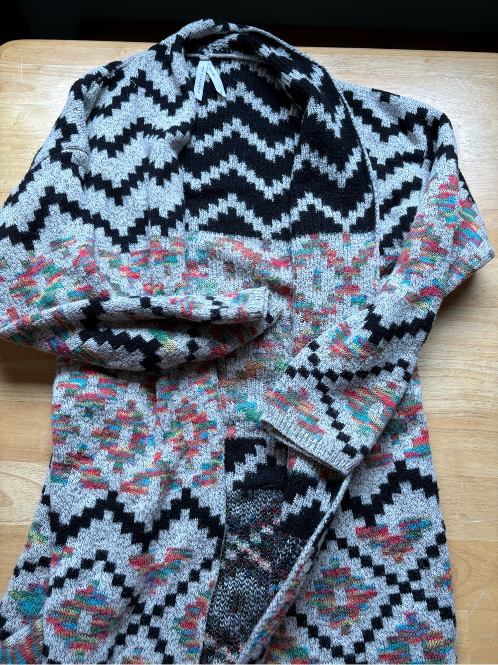 Women's Multicolor Patterned Open Cardigan Sweater